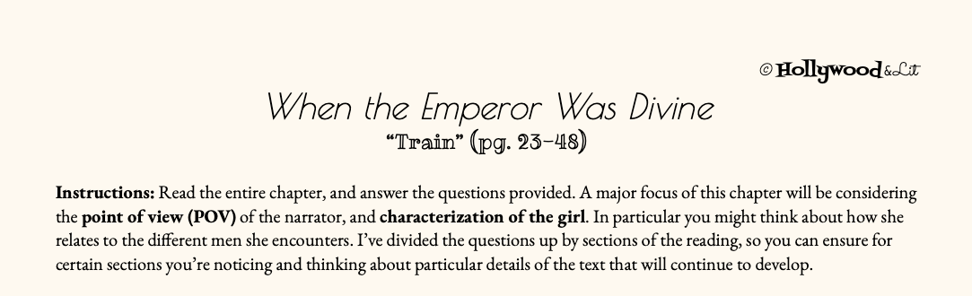 Chapter 2: Point of View & Character Shifts in When the Emperor Was Divine